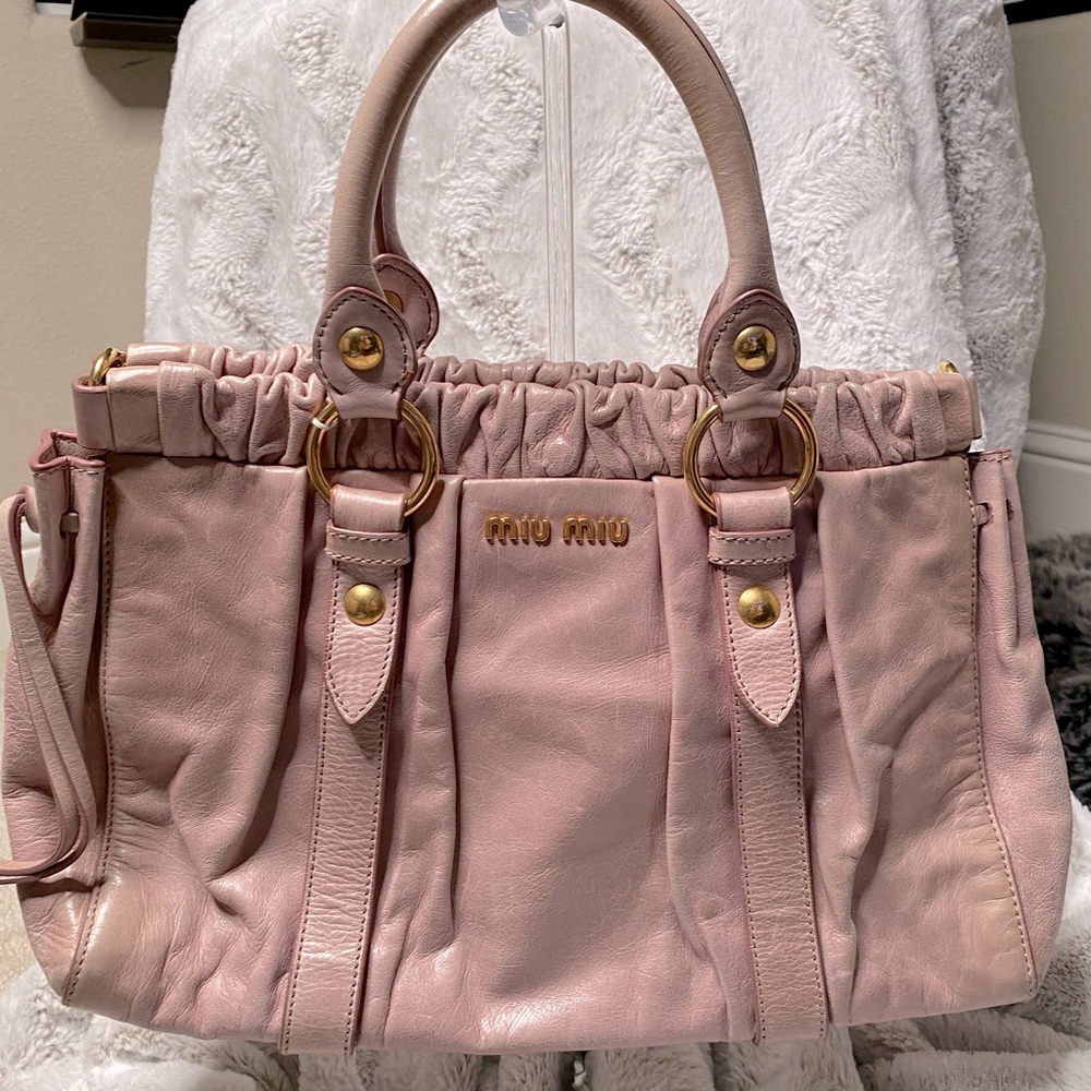 Miu Miu
Miu Miu Old Rose Vitello Leather Gathered Tote